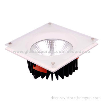 100-240V Aluminum Reflector 30W High-power 6/8-inch Recessed Square LED COB Downlight, 3030 SMD